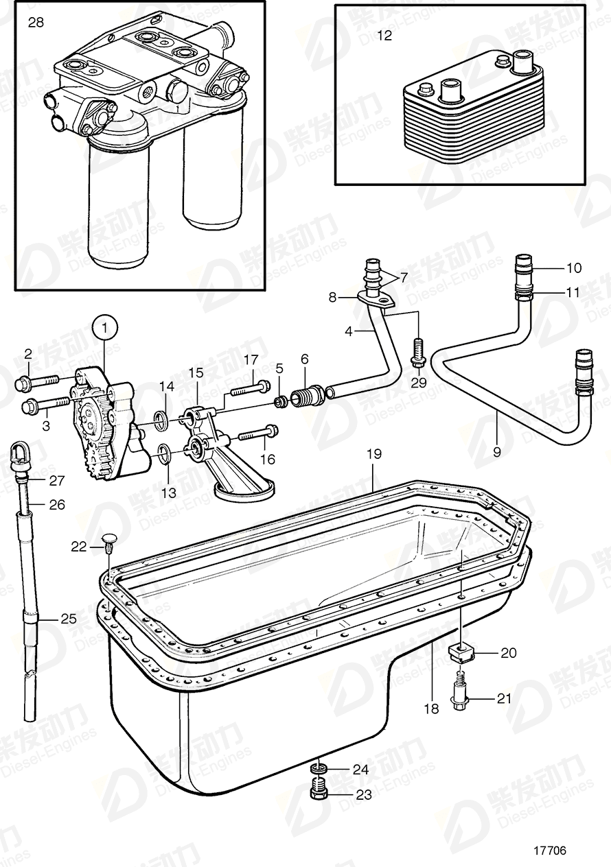 volvo penta Oil sump 421792 Drawing